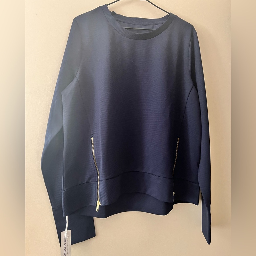 Addison Bay Navy Zip Crewneck Sweatshirt